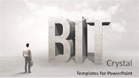  Presentation with attention - Cool new PPT layouts with rear-view-of-a-businessman backdrop and a light gray colored foreground