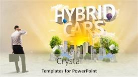  Presentation with hybrid cars - PPT theme with rear-view-of-a-businessman background and a soft green colored foreground