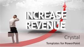  Presentation with revenue - Audience pleasing theme consisting of rear-view-of-a-businessman backdrop and a soft green colored foreground