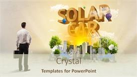  Presentation with solar car - Beautiful theme featuring rear-view-of-a-businessman backdrop and a soft green colored foreground
