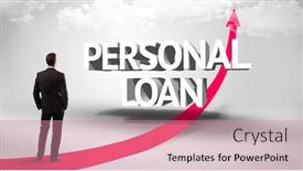  Presentation with business loan - Colorful slide deck enhanced with rear-view-of-a-businessman backdrop and a coral colored foreground