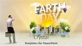  Presentation with earth day - PPT layouts having rear-view-of-a-businessman background and a soft green colored foreground