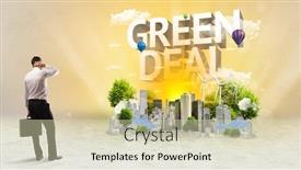  Presentation with environmental - Audience pleasing slide deck consisting of rear-view-of-a-businessman backdrop and a soft green colored foreground