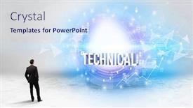  Presentation with technical - Audience pleasing slide set consisting of rear-view-of-a-businessman backdrop and a sky blue colored foreground