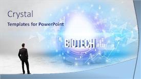  Presentation with biotech - Cool new PPT theme with rear-view-of-a-businessman backdrop and a sky blue colored foreground