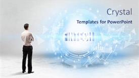  Presentation with fintech - Amazing PPT layouts having rear-view-of-a-businessman backdrop and a sky blue colored foreground