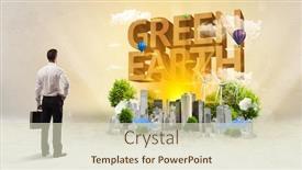  Presentation with green earth - PPT theme enhanced with rear-view-of-a-businessman background and a soft green colored foreground