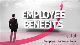 Presentation with employee benefits - Colorful presentation theme enhanced with rear-view-of-a-businessman backdrop and a coral colored foreground