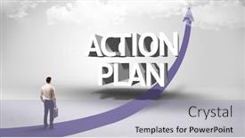  Presentation with action plan - Beautiful presentation design featuring rear-view-of-a-businessman backdrop and a light blue colored foreground