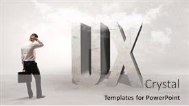  Presentation with attention - Slide set having rear-view-of-a-businessman background and a light gray colored foreground