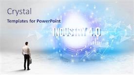  Presentation with industry - Beautiful slide deck featuring rear-view-of-a-businessman backdrop and a sky blue colored foreground