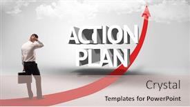  Presentation with action plan - Slide deck consisting of rear-view-of-a-businessman background and a soft green colored foreground