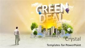  Presentation with environmental - Theme having rear-view-of-a-businessman background and a soft green colored foreground