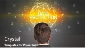  Presentation with data protection - Audience pleasing presentation theme consisting of rear-view-of-a-businessman backdrop and a dark gray colored foreground