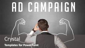  Presentation with campaign - Colorful PPT theme enhanced with rear-view-of-a-businessman backdrop and a dark gray colored foreground