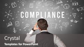  Presentation with compliance - PPT layouts having rear-view-of-a-businessman background and a dark gray colored foreground