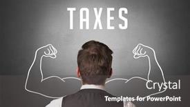  Presentation with taxes - Beautiful slide deck featuring rear-view-of-a-businessman backdrop and a dark gray colored foreground