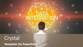  Presentation with data security - Beautiful PPT theme featuring rear-view-of-a-businessman backdrop and a coral colored foreground