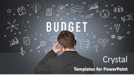  Presentation with budget - Audience pleasing presentation theme consisting of rear-view-of-a-businessman backdrop and a gray colored foreground