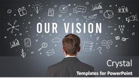  Presentation with business vision - PPT theme featuring rear-view-of-a-businessman background and a gray colored foreground
