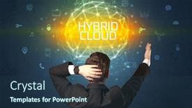  Presentation with cloud security - Presentation theme enhanced with rear-view-of-a-businessman background and a ocean colored foreground