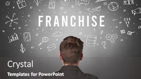  Presentation with franchise - Beautiful presentation theme featuring rear-view-of-a-businessman backdrop and a dark gray colored foreground