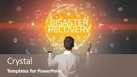  Presentation with disaster recovery - Slides consisting of rear-view-of-a-businessman background and a coral colored foreground