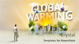  Presentation with global warming - Cool new presentation design with rear-view-of-a-businessman backdrop and a soft green colored foreground