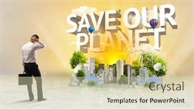  Presentation with environmental - Presentation theme consisting of rear-view-of-a-businessman background and a soft green colored foreground