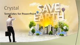  Presentation with save earth - PPT theme consisting of rear-view-of-a-businessman background and a blonde colored foreground