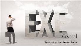  Presentation with attention - Colorful PPT theme enhanced with rear-view-of-a-businessman backdrop and a light gray colored foreground