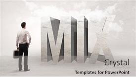  Presentation with attention - Amazing PPT theme having rear-view-of-a-businessman backdrop and a light gray colored foreground