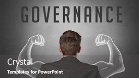  Presentation with governance - Presentation theme featuring rear-view-of-a-businessman background and a dark gray colored foreground