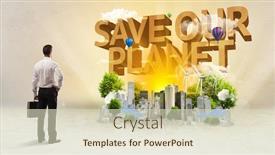  Presentation with save - Presentation design having rear-view-of-a-businessman background and a soft green colored foreground