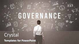  Presentation with governance - Presentation theme consisting of rear-view-of-a-businessman background and a gray colored foreground