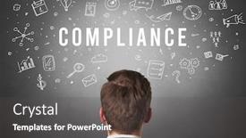  Presentation with compliance - Colorful slide deck enhanced with rear-view-of-a-businessman backdrop and a dark gray colored foreground