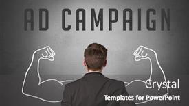  Presentation with campaign - PPT theme having rear-view-of-a-businessman background and a dark gray colored foreground