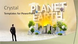  Presentation with environmental - PPT theme featuring rear-view-of-a-businessman background and a blonde colored foreground