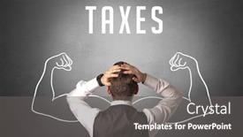  Presentation with taxes - Amazing PPT layouts having rear-view-of-a-businessman backdrop and a gray colored foreground