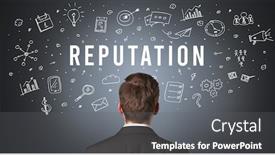  Presentation with reputation - Amazing presentation design having rear-view-of-a-businessman backdrop and a gray colored foreground