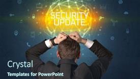  Presentation with security - Cool new PPT theme with rear-view-of-a-businessman backdrop and a tawny brown colored foreground