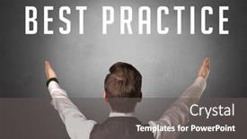  Presentation with best practice - Slide set consisting of rear-view-of-a-businessman background and a dark gray colored foreground