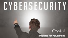  Presentation with cyber security - PPT theme featuring rear-view-of-a-businessman background and a gray colored foreground