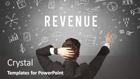  Presentation with revenue - PPT theme having rear-view-of-a-businessman background and a dark gray colored foreground
