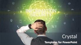  Presentation with information security - Colorful presentation theme enhanced with rear-view-of-a-businessman backdrop and a tawny brown colored foreground