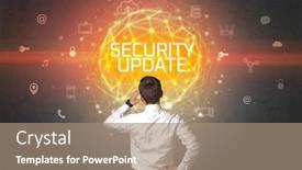  Presentation with security - Theme enhanced with rear-view-of-a-businessman background and a coral colored foreground