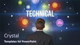  Presentation with technical - PPT theme with rear-view-of-a-businessman background and a tawny brown colored foreground