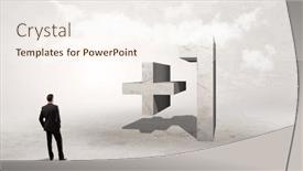  Presentation with attention - Slide deck enhanced with rear-view-of-a-businessman background and a cream colored foreground