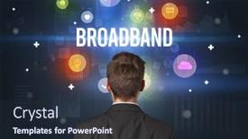  Presentation with broadband - Cool new slide set with rear-view-of-a-businessman backdrop and a tawny brown colored foreground