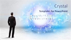  Presentation with blockchain technology - Cool new theme with rear-view-of-a-businessman backdrop and a sky blue colored foreground